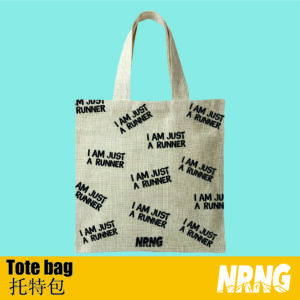 NRNG "I am just a runner" overall print tote bag beige