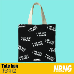 NRNG "I am just a runner" overall print tote bag black